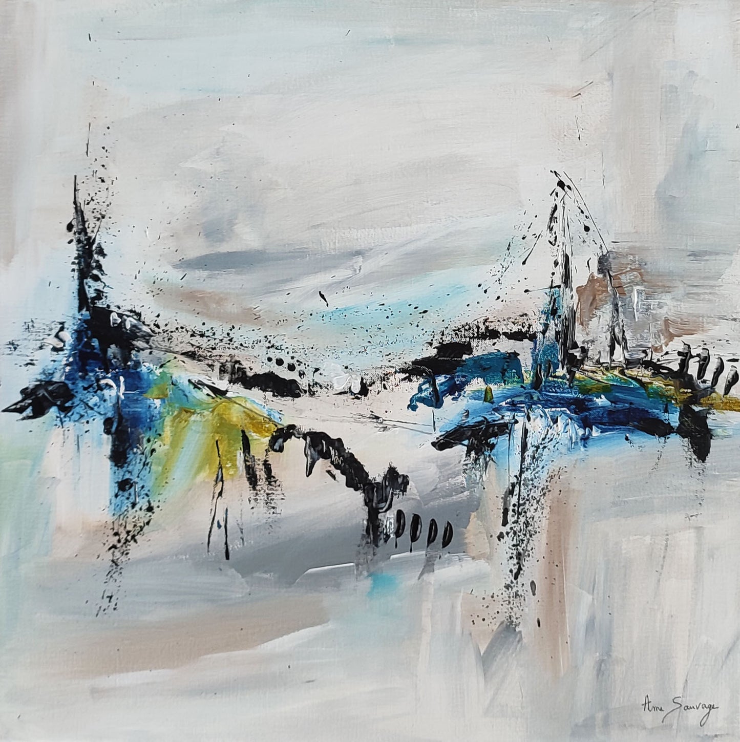 Les 4 Sages | Neutral contemporary abstract painting