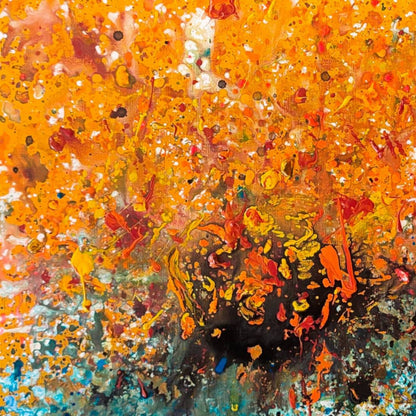 L’Ombre destructurée – Blue and orange abstract expressionist painting