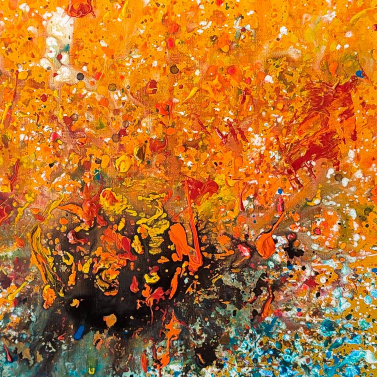 L’Ombre destructurée – Blue and orange abstract expressionist painting
