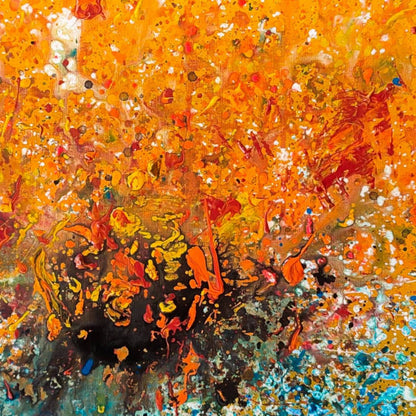 L’Ombre destructurée – Blue and orange abstract expressionist painting