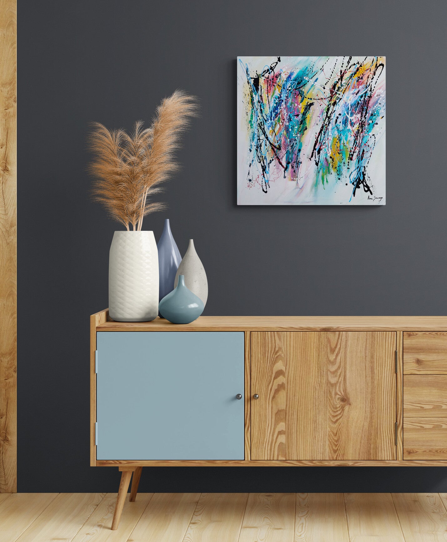 Original colourful abstract painting by French artist Âme Sauvage