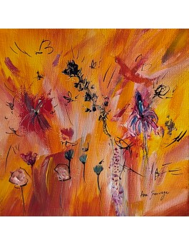 Contemporary small flower abstract artwork 
