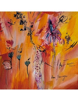 Hand-painted small floral abstract painting on canvas 