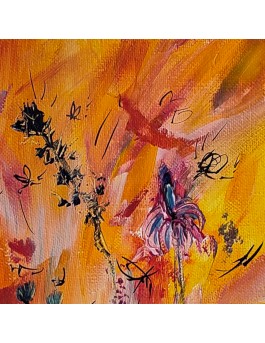 Contemporary hand-painted floral abstract canvas 