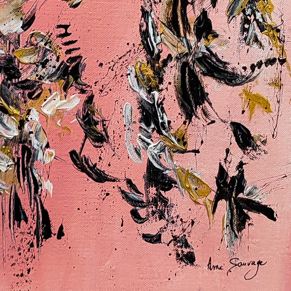 Pink abstract painting details