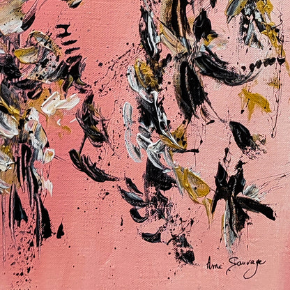 Pink abstract painting details