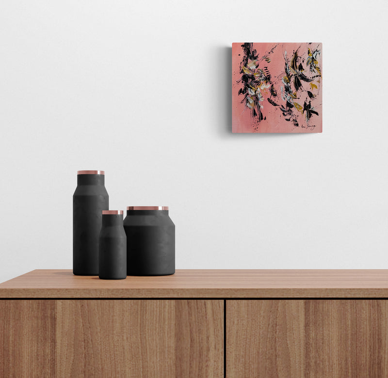 Pink and black abstract artwork