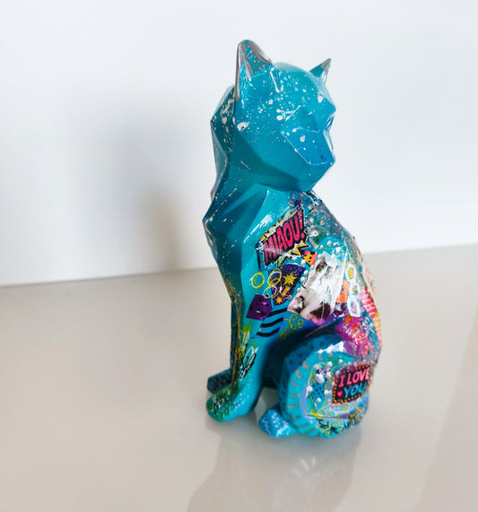 Original pop art cat sculpture by French contemporary artist