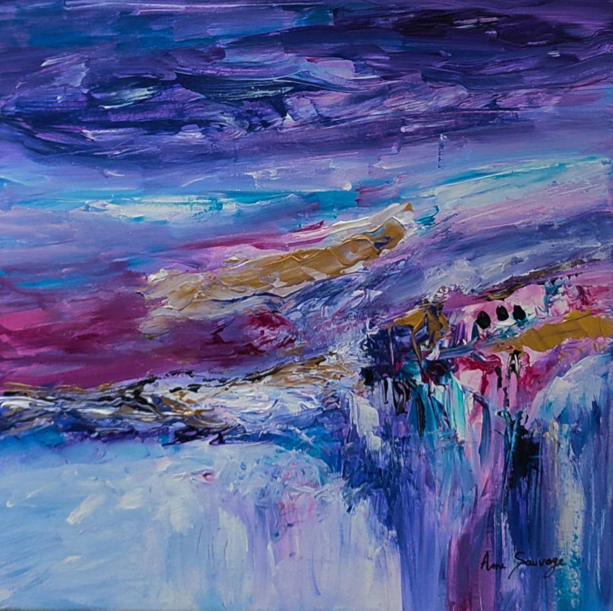 Purple abstract painting by French contemporary artist
