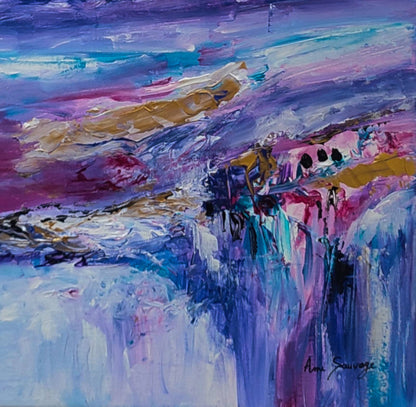 Purple abstract painting by French contemporary artist