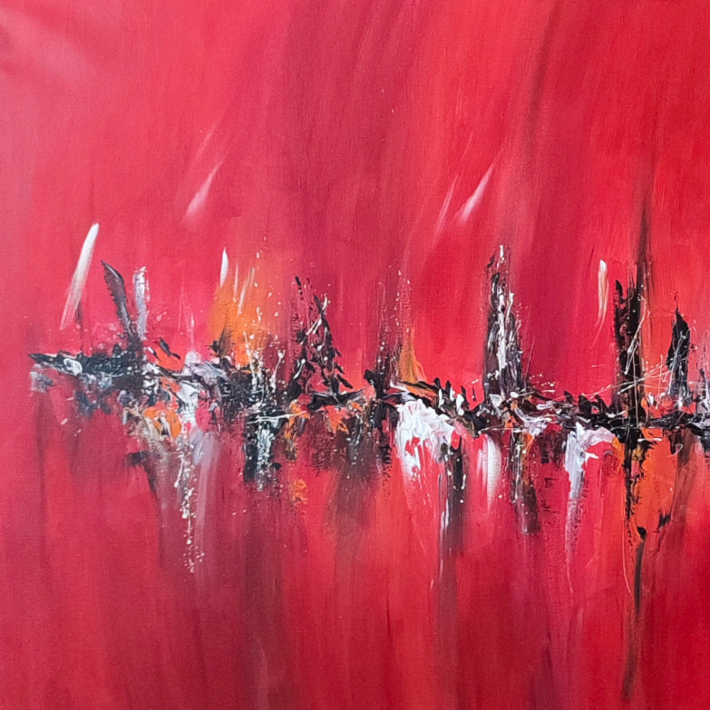 red abstract painting (details)