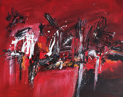 Red and black abstract painting