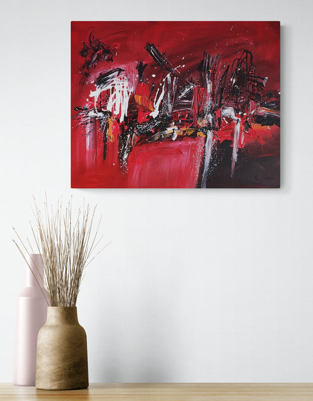 red and black abstract painting