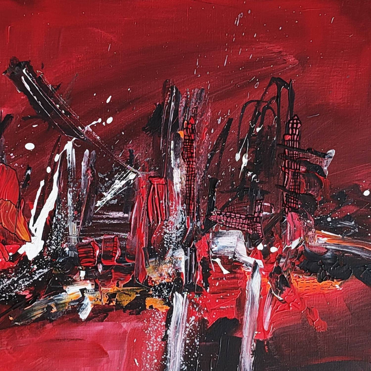 Red and black abstract painting