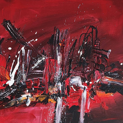 Red and black abstract painting