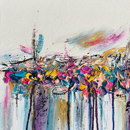 Detail of Reliés – colourful abstract painting by Âme Sauvage