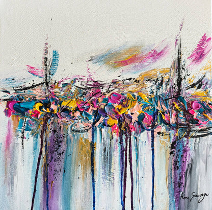 Reliés – textured colourful abstract painting by Âme Sauvage
