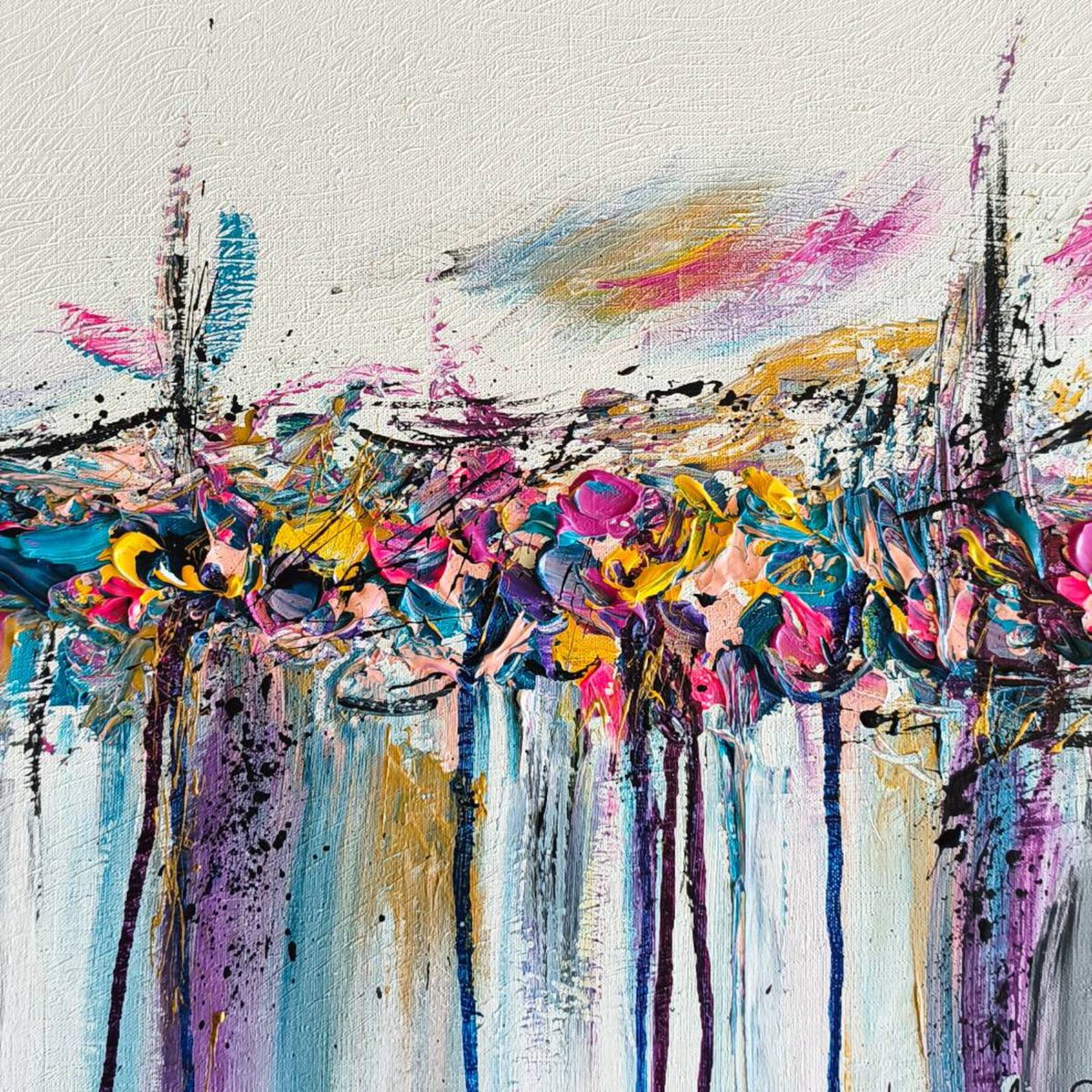 Reliés – textured colourful abstract painting by Âme Sauvage