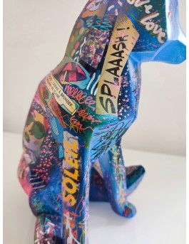Contemporary fox sculpture with pop art design 