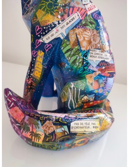 Colourful fox pop art design sculpture 