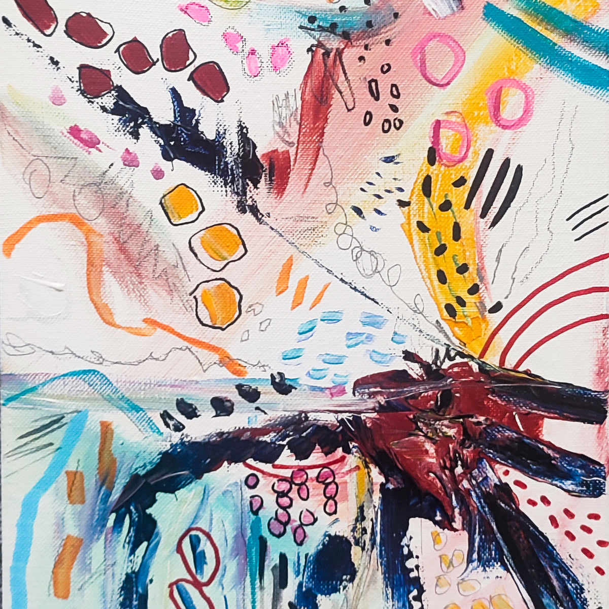 Small multicoloured abstract painting details 