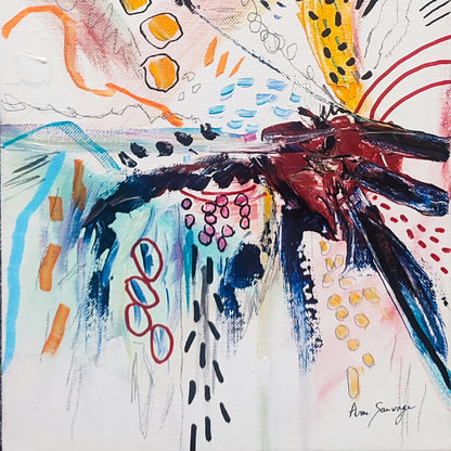 Small multicoloured abstract painting details