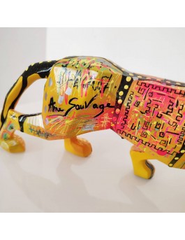 Unique colourful panther leopard sculpture for modern decor
