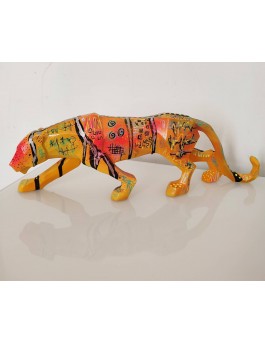 Colourful panther leopard pop art sculpture 
