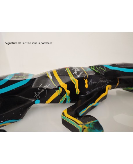 Colourful black panther pop art sculpture 