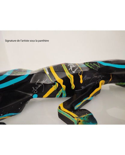 Colourful black panther pop art sculpture 