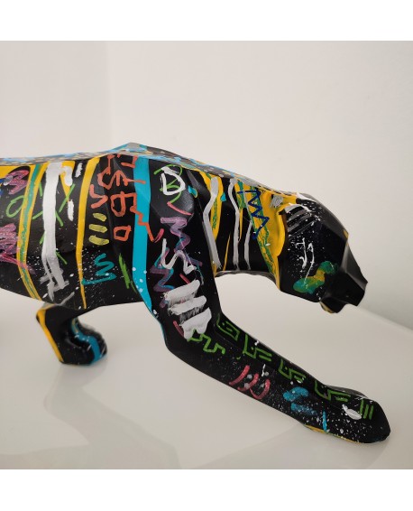 Modern panther statue in colourful pop art design 