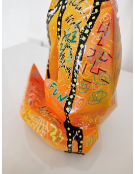 Artistic pop art fox statue with modern colourful design 