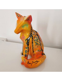 Colourful original fox sculpture in pop art style 