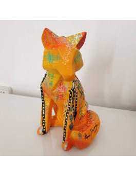 Original pop art fox sculpture with colourful design 