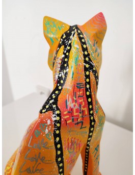 Original fox art sculpture in colourful pop art style 