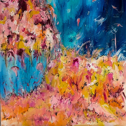 Grottes des océans – blue and orange original abstract painting