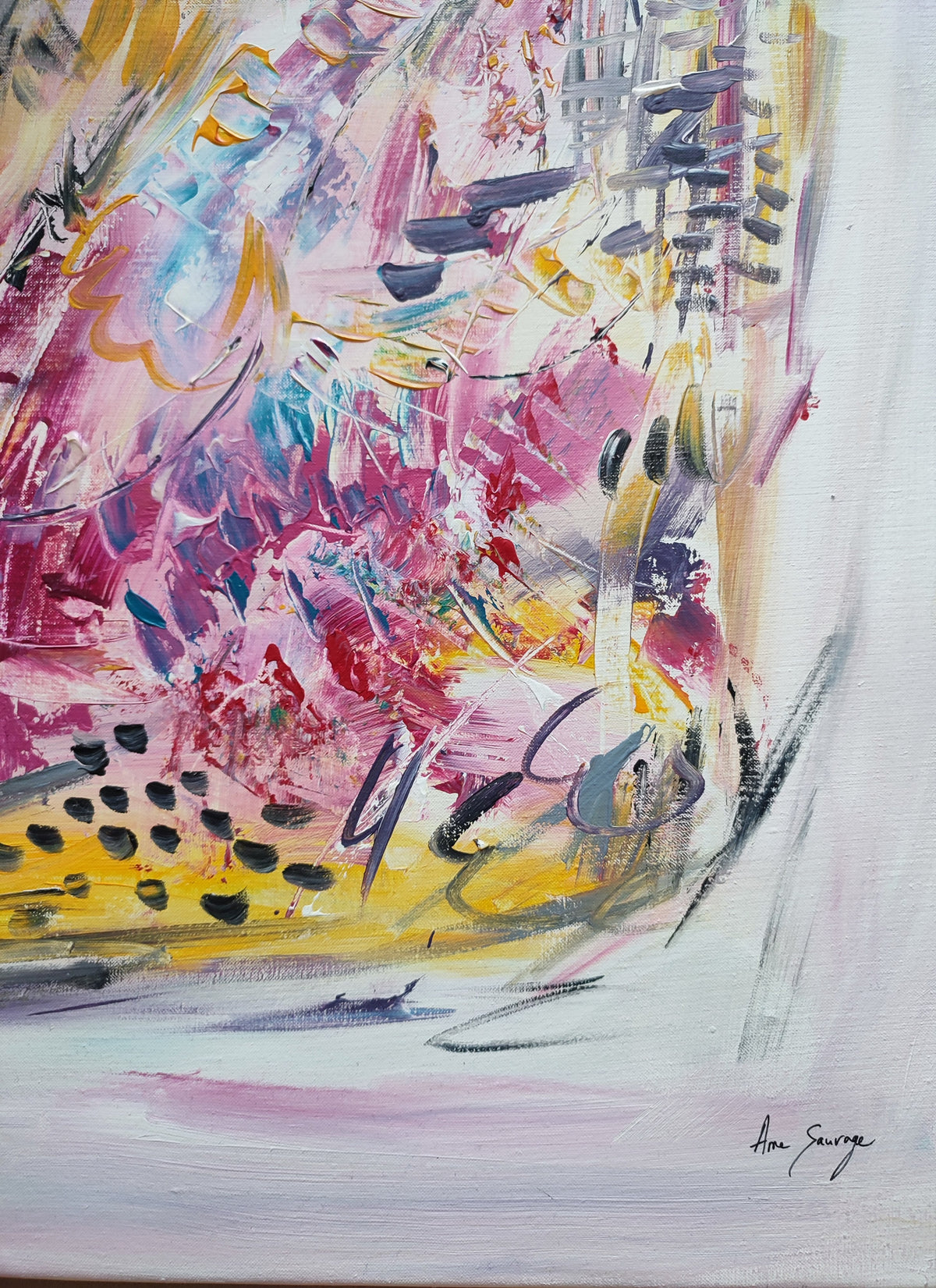 tableau abstrait coloré détails