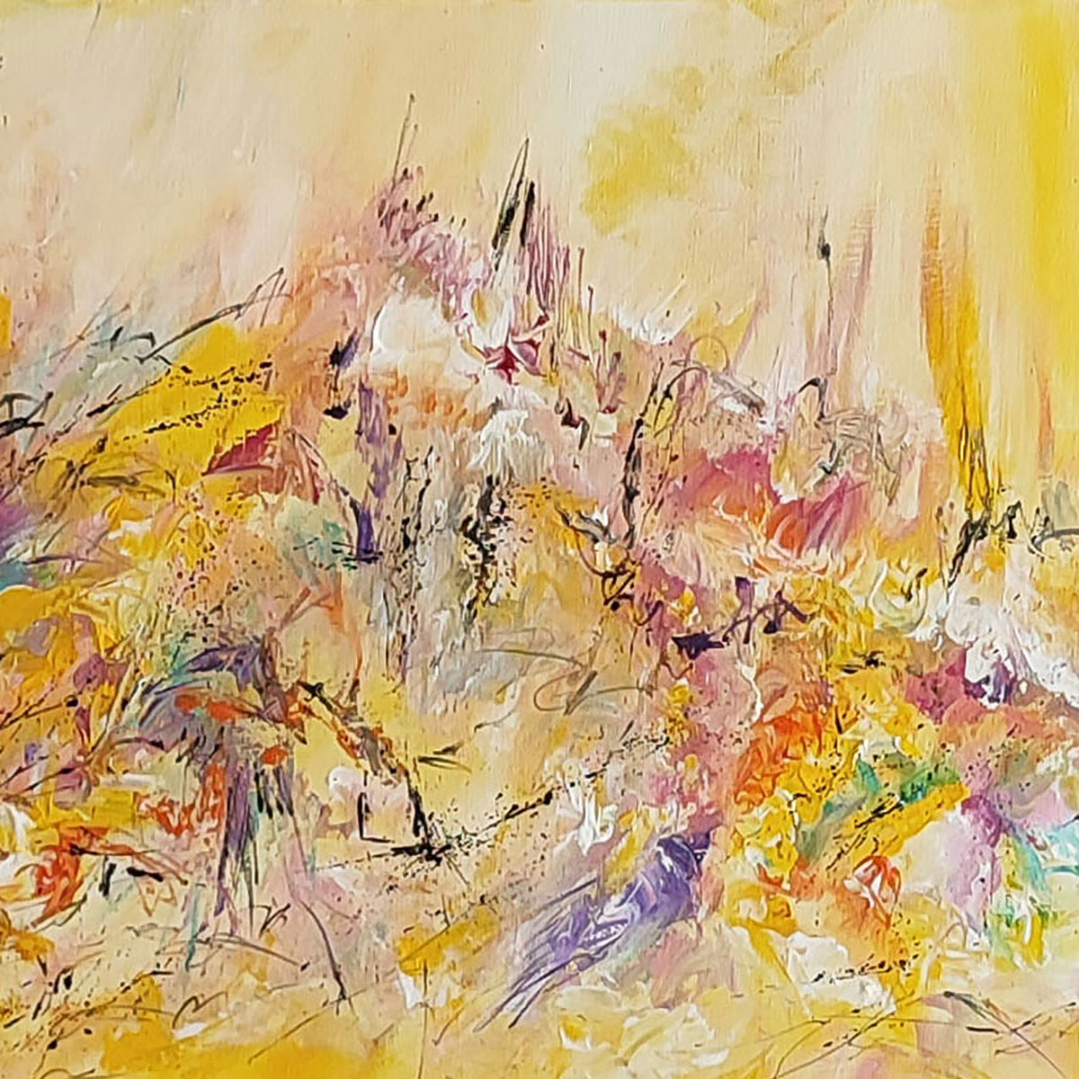 Yellow abstract painting details