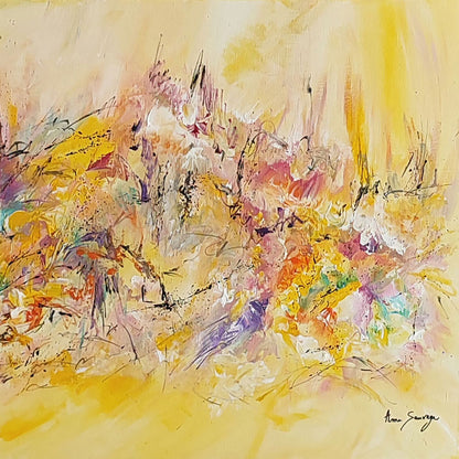 Yellow abstract painting details