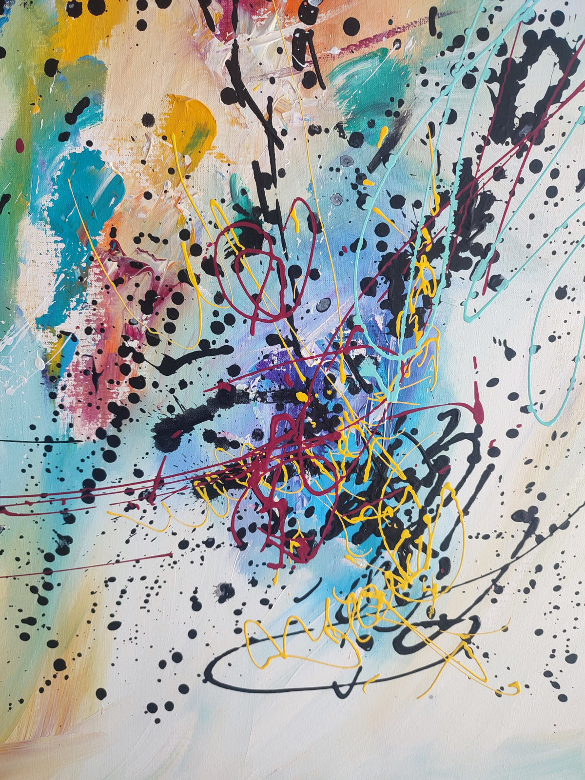 Le souffle intense yellow abstract wall art by French artist Âme Sauvage details 4