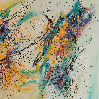Le souffle intense yellow abstract wall art by French artist Âme Sauvage details 2