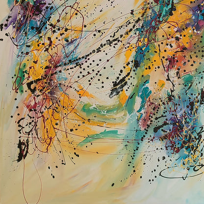 Le souffle intense yellow abstract wall art by French artist Âme Sauvage details