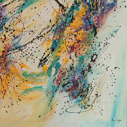 Le souffle intense yellow abstract wall art by French artist Âme Sauvage details