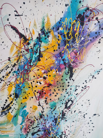 Le souffle intense yellow abstract wall art by French artist Âme Sauvage details 5