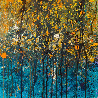 Yellow and blue painting - Details