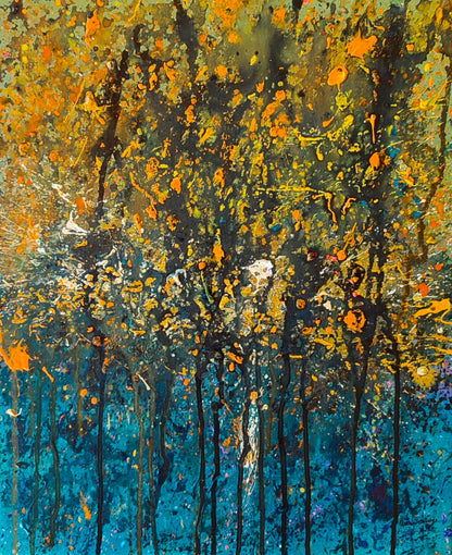 yellow and blue abstract painting